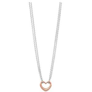 TWO TONE DOUBLE STRAND OPEN HEART NECKLACE